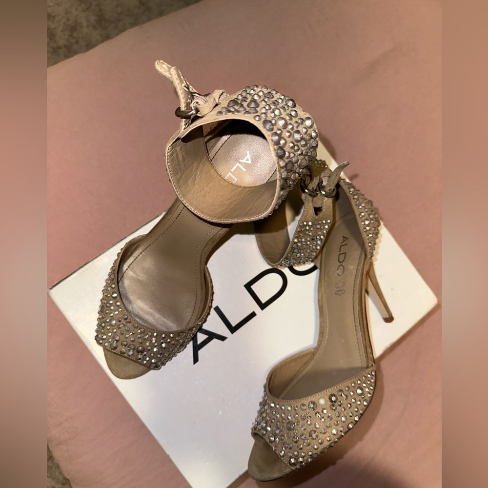 Aldo Nude Sparkle Heels